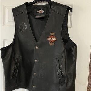 Harley-Davidson Men's Black Vest with Orange Logo